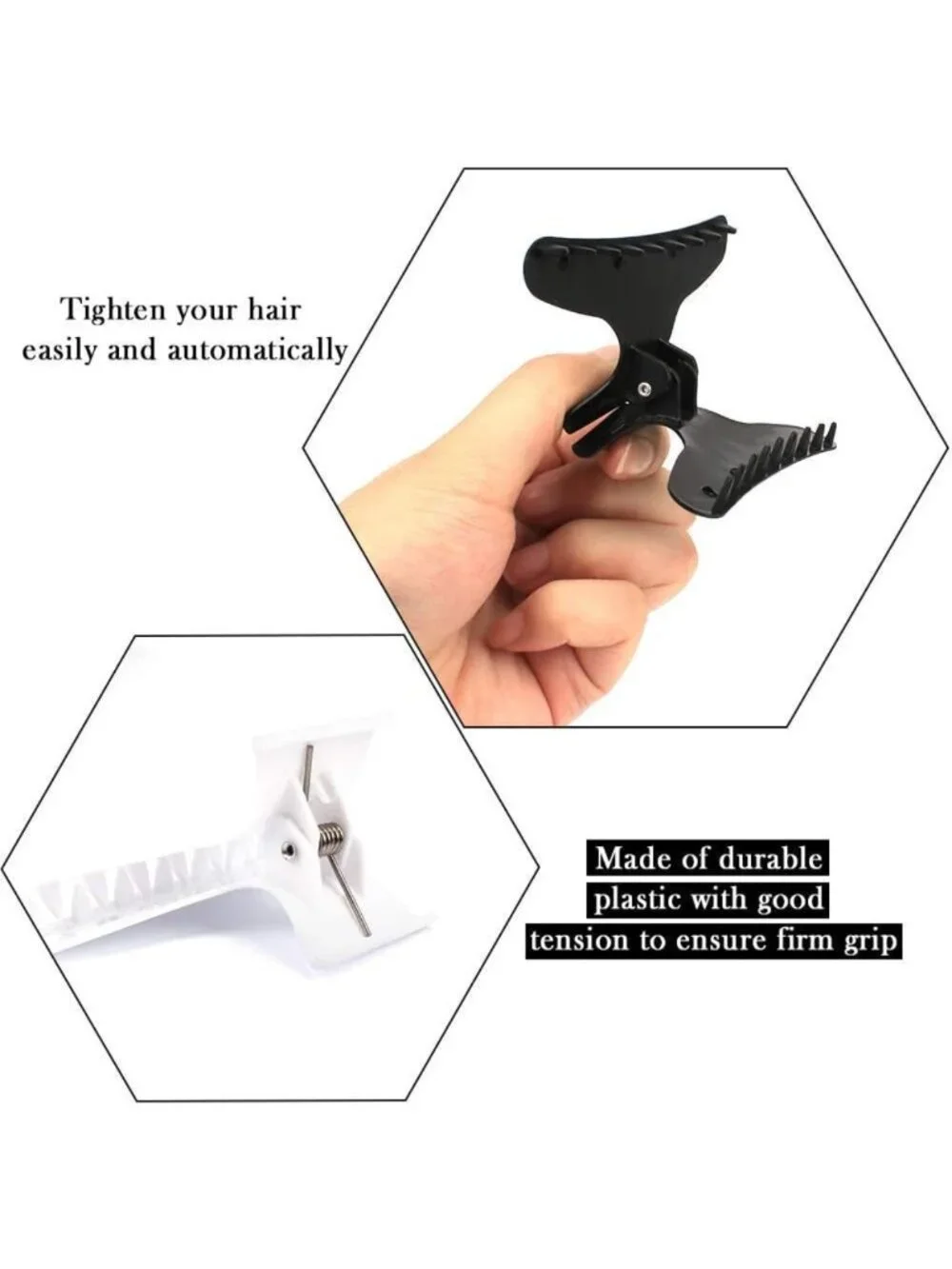 12 Pack Hair Claw Clips - Black & White Butterfly Styling, Sectioning & Cutting